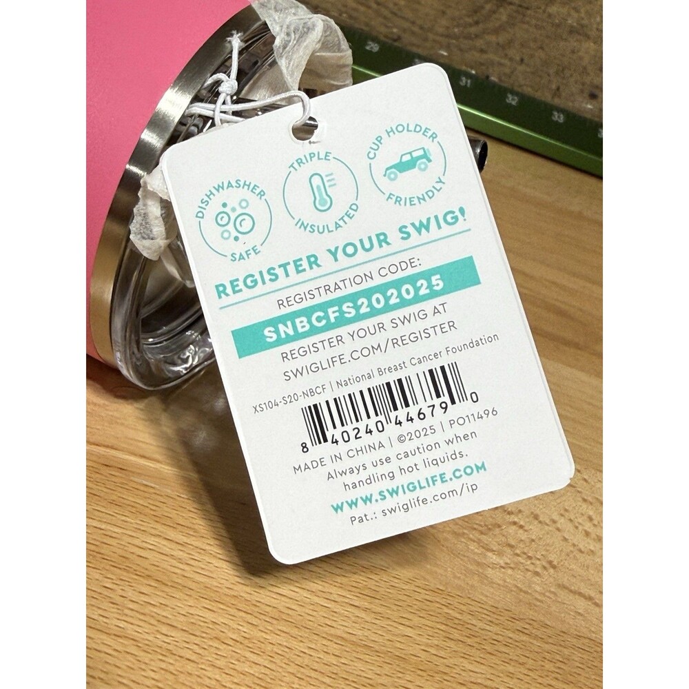 🩷NWT - Swig Life 20oz Breast Cancer Awareness Pink Bow Tumbler Straw Cleaner - Picture 10 of 11